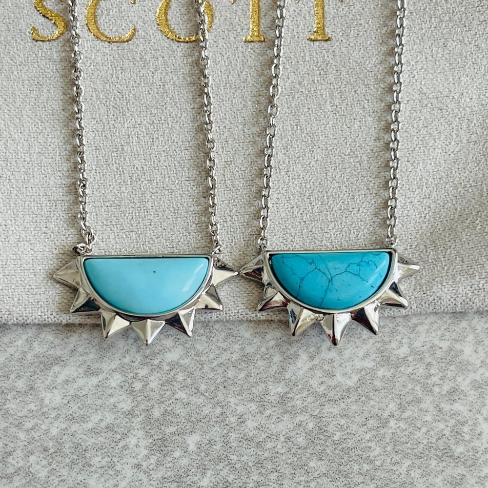 KENDRA SCOTT Sienna Silver Half Sun Pendant Necklace in Light Blue Magnesite